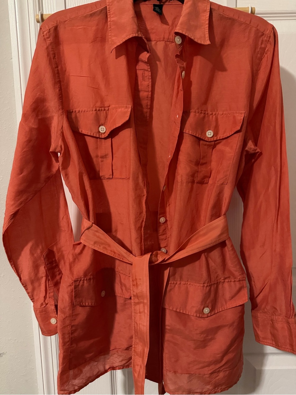 Lauren Ralph Lauren Rust Orange Utility Jacket with Tie Belt